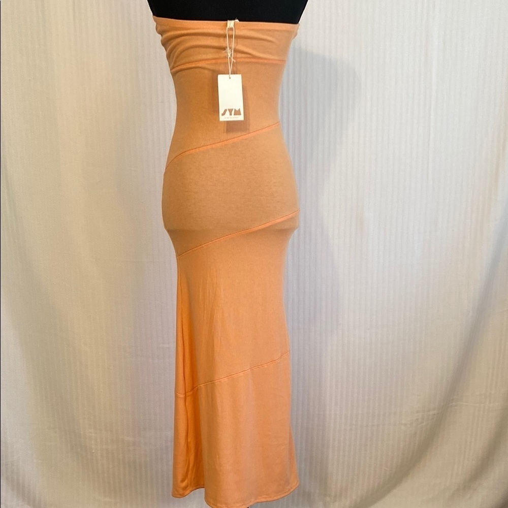 Strapless Maxi Dress Resort Wear Pastel Orange NWT See You Monday Large Body-Con - Picture 4 of 8